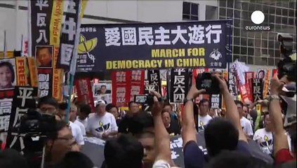 Vier Tage vor Tian'anmen-Jahrestag: Protest in Hongkong