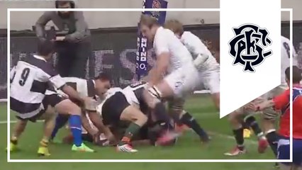 Waldrom pounces on loose ball for try - England v Barbarians