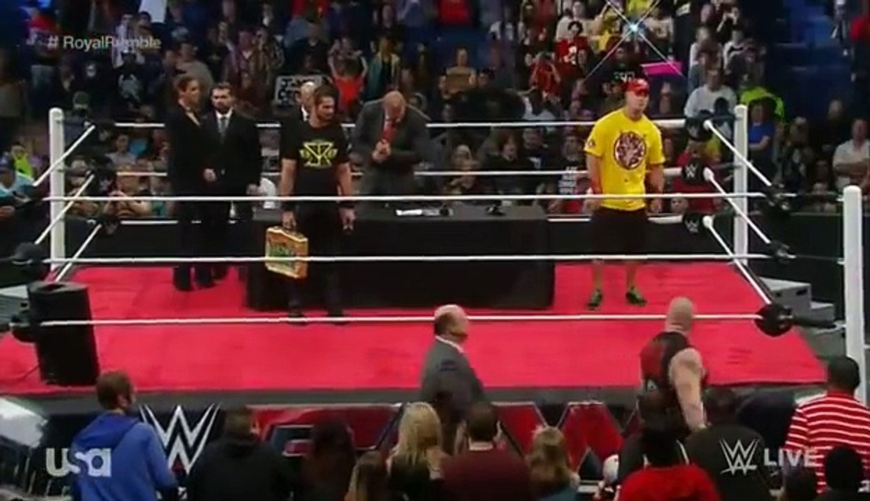 John Cena vs Brock Lesnar vs Seth Rollins Contract Signing - WWE Raw January 12 2015