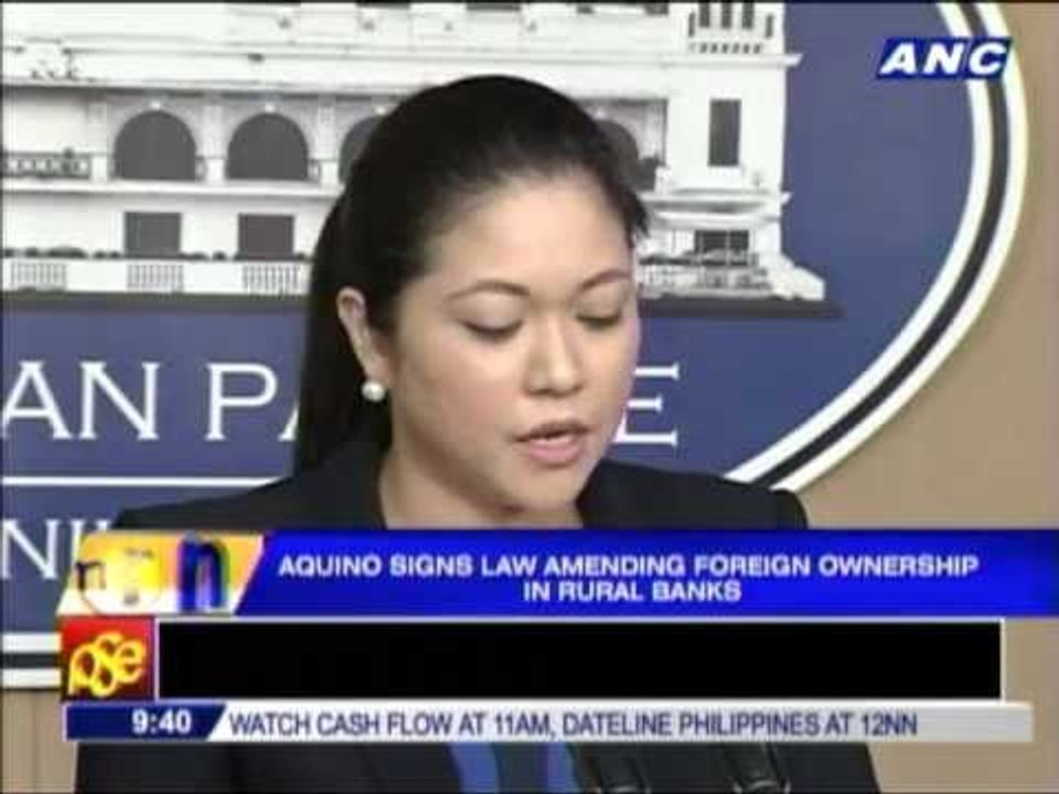 Aquino signs law allowing foreign ownership in rural banks
