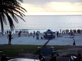 Whales salute people on Camps Bay Beach South Africa