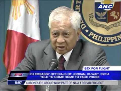 DFA chief to lead probe on sex for flight accusations