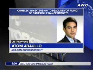 Comelec  No extension for filing of campaign expenses
