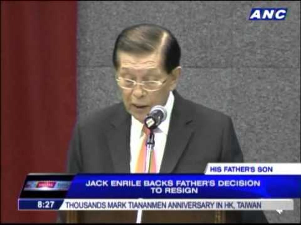 Jack Enrile backs dad's decision to resign
