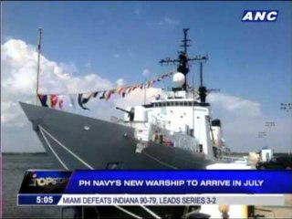 New Philippine warship arriving in July