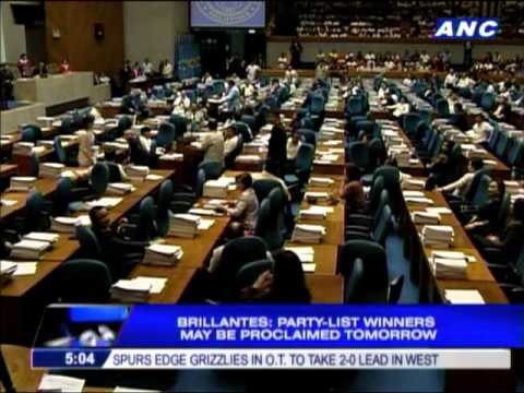 Party-list winners may be proclaimed tomorrow