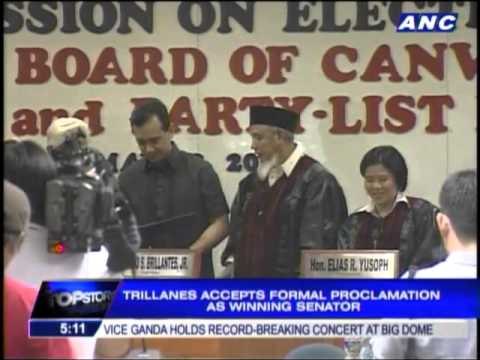 Comelec proclaims Trillanes