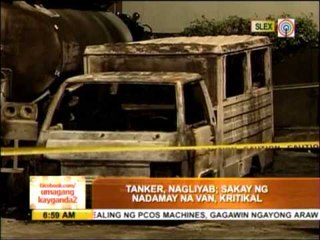 Driver in critical condition as oil truck catches fire in Laguna