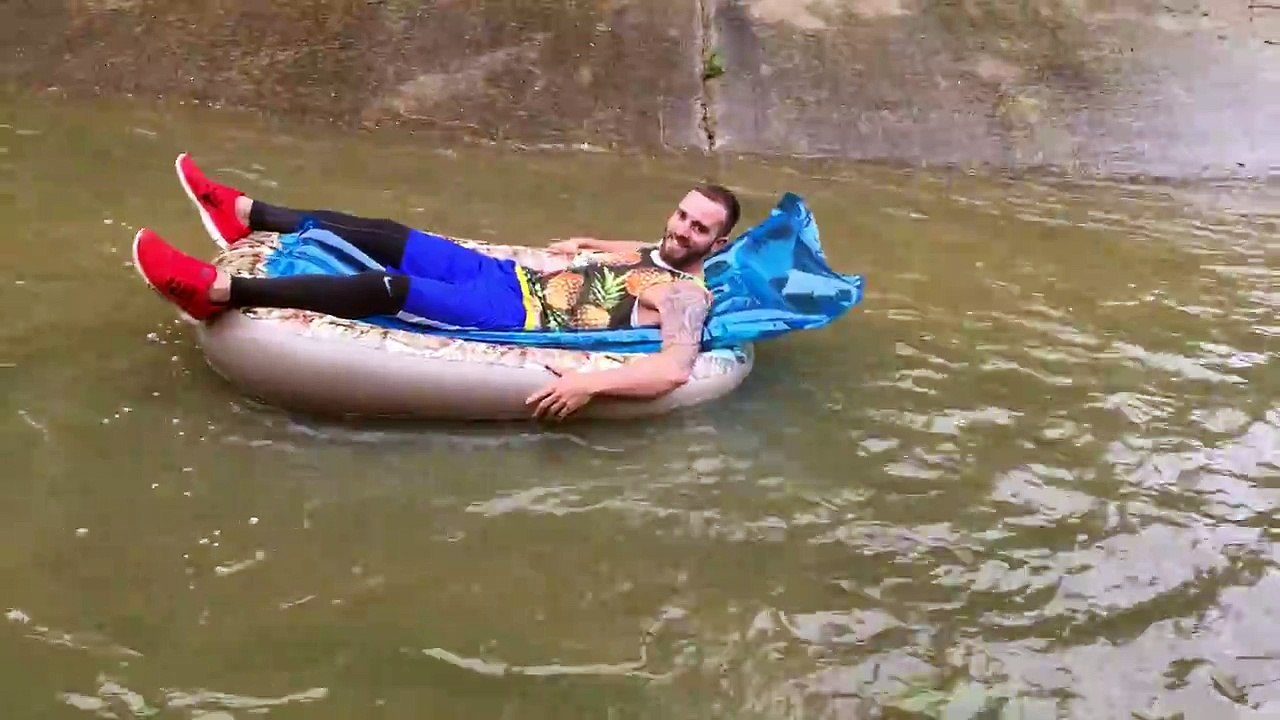 Oklahoma Friends Float Down Flooded Canal