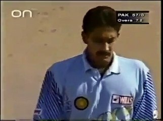 Shahid Afridi hitting Anil Kumble for 5 fours in an over