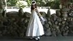 White Satin Beaded Flower Girl Dress _ Emily