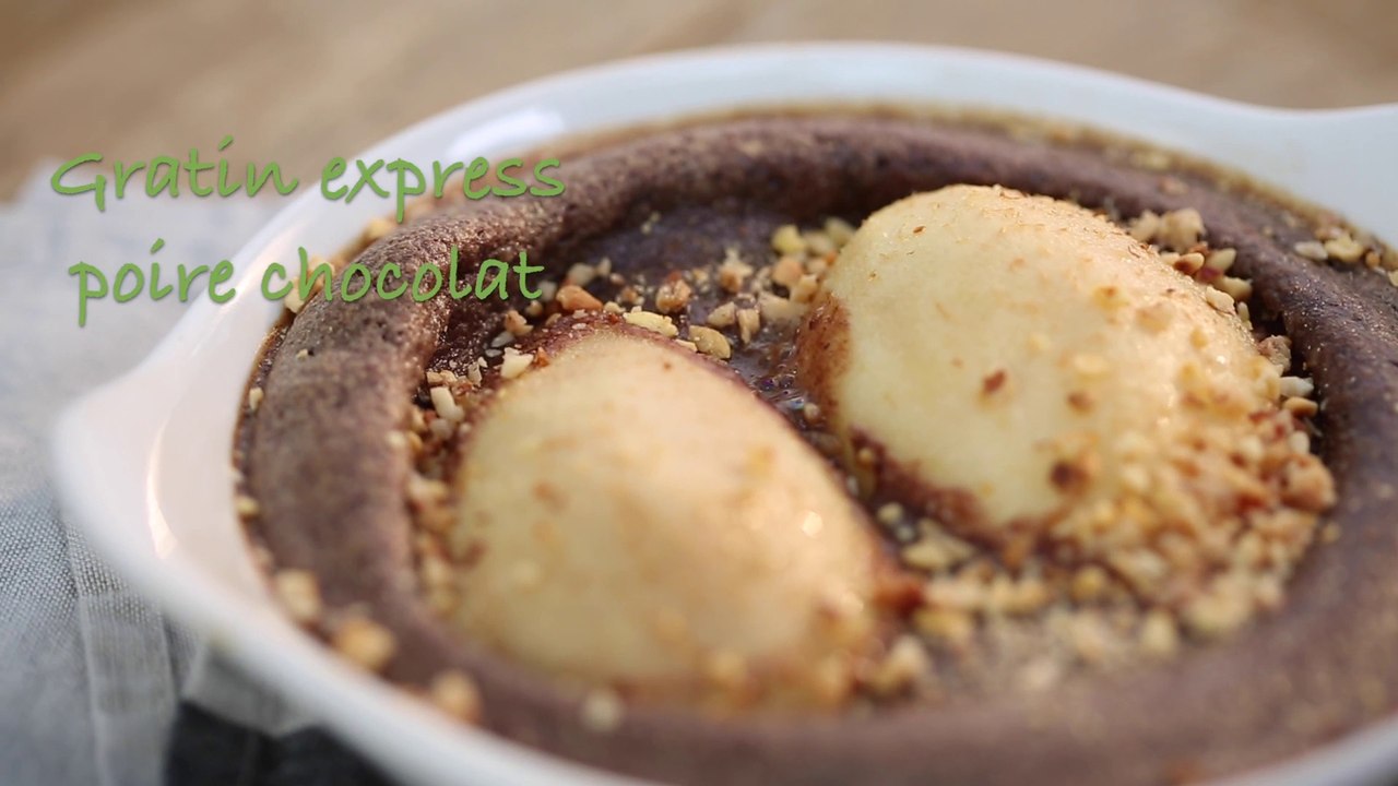 Recette gratin express poire-chocolat