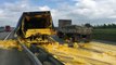 Accident : Chauffeur de camion recouvert de peinture jaune