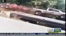 Truck Jumps Michigan highway Guard Rail Goes Airborne and Crashes VIDEO Miracle survivor