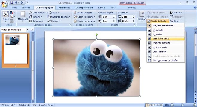 como escribir encima de una imagen en word 2007