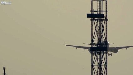 Watch  Plane struggle to land in storms at Leeds Bradford Airport