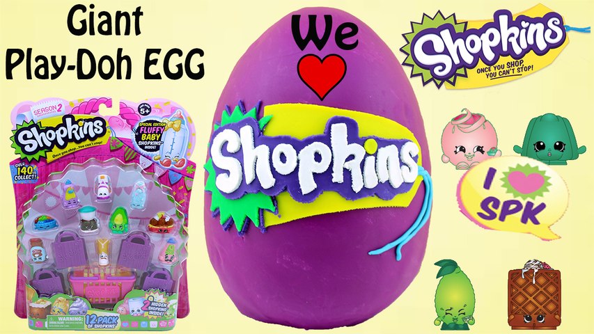 SHOPKINS Giant Play Doh Surprise Eggs | Shopkins Blind Bags Shopkins 12 Pack - Awesome Toys TV