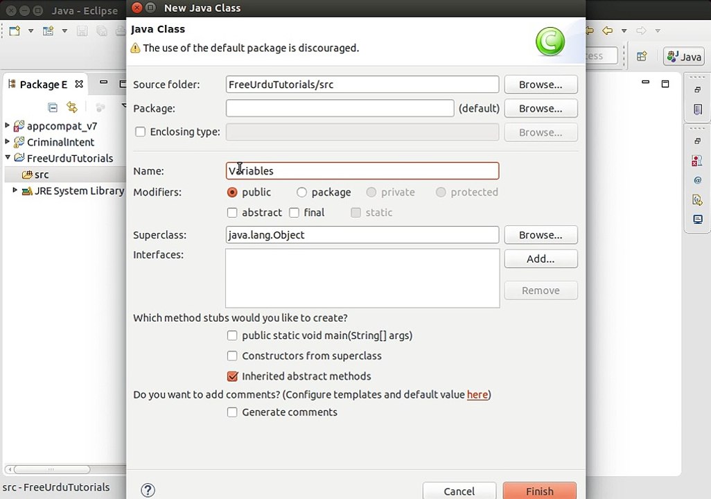 Java Beginner Tutorials in Urdu - Java Data Types and Variables - freeurdututorials.com