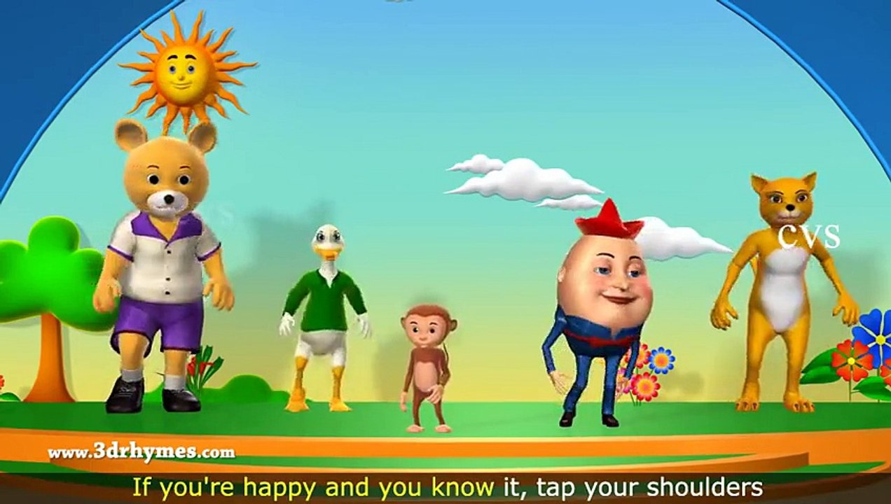 If You're Happy and You Know it Clap Your Hands Song - 3D Animation Rhymes for Children
