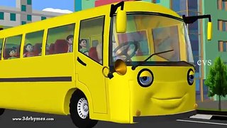 The Wheels on the Bus go round and round - 3D Animation English rhyme for children