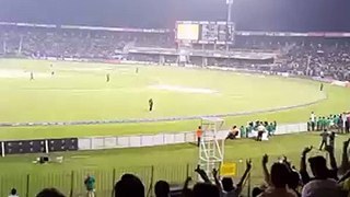 Dunya News- Ahmed Shehzad take selfie with crowd during match .