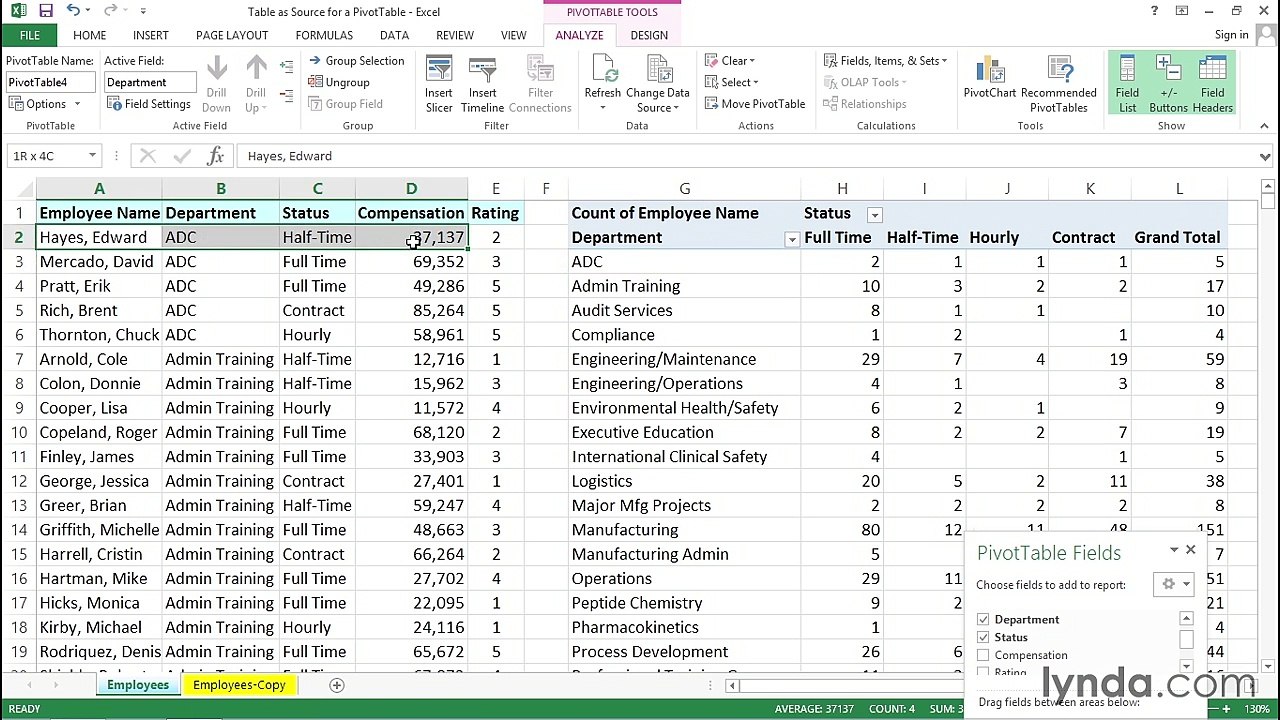 02. Using source data from a table to make your PivotTable more dynamic