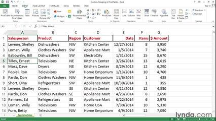 10. Custom grouping in PivotTables