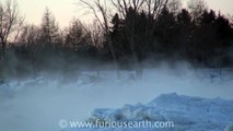 Freezing Cold Sunrise Steam and waves on Lake Ontario