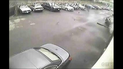 Car goes airborne caught on cam