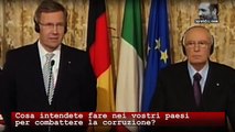 Napolitano mortificato sulla corruzione italiana di fronte ai tedeschi