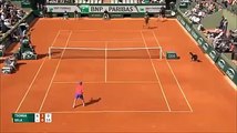 Joe-Wilfried Tsonga & Dudi Sela play awesome rally of foot-tennis at Roland Garros