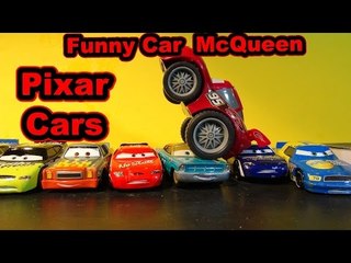 Скачать видео: Disney Pixar Cars with Funny Car Lightning McQueen and The RipLash Racers doing Stunts in Radiator S