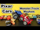 Disney Pixar Cars Funny Car Lightning Mcqueen in Monster Truck Mayhem with Blue Thunder