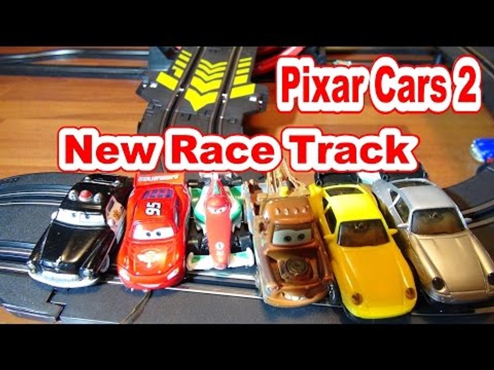 Disney Pixar Cars Slot Car Races in Radiator Springs with Lightning McQueen, and Francesco Bernoulli