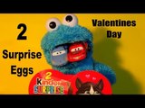 Disney Pixar Cars Lightning McQueen and Sally Valentines Day Surprise Kinder Eggs with Cookie Monste