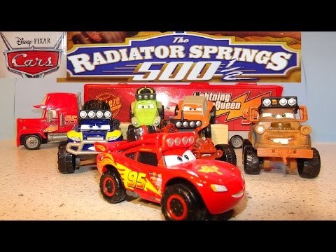 Pixar Cars Radiator Springs 500 Play-Set Unboxing with Off Road Lightning McQueen and Mater