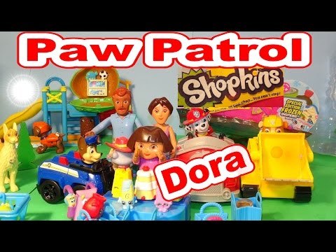 Paw Patrol with Shopkins and Dora the Explorer , a Surprise Birthday Gift foiled by Swiper