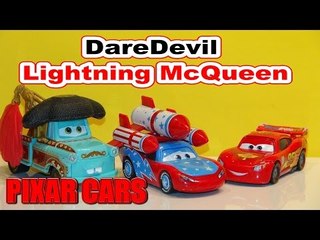Pixar Cars Daredevil Lightning McQueen and Matador Mater
