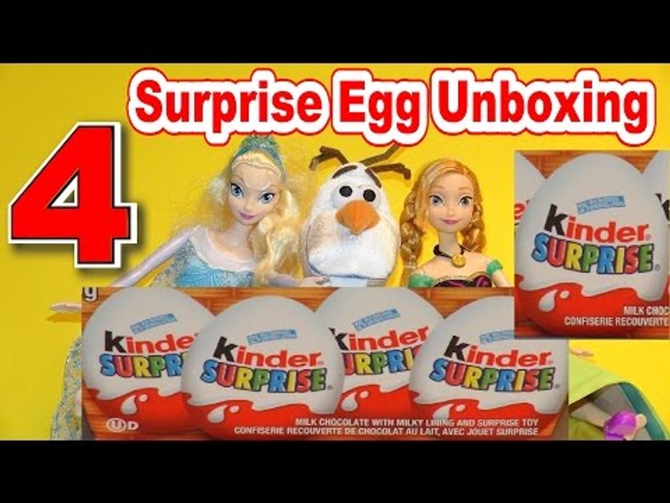 Surprise Eggs Unboxing with Disney Frozen Queen Elsa, Olaf,  and Princess Anna in Kinder Egg Surpris