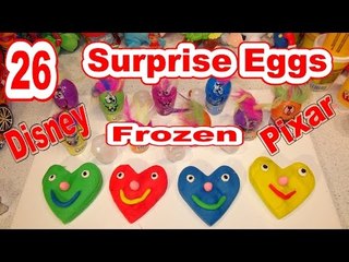 26 Surprise Eggs with Pixar Cars2, Disney Frozen, Barbie and Disney Car Toys Collector