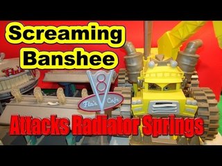 Pixar Cars  Screaming Banshee Destroys Radiator Springs  lol