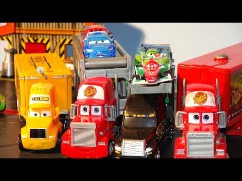 Pixar Cars, The Haulers, The New Hauler having Cars2 Cars loaded onto it from the World Grand Prix S