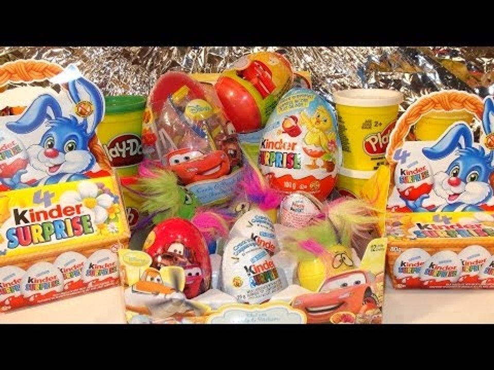 20 Surprise Eggs Kinder Surprise Eggs Pixar Cars Disney Toys Kinder Magic Eggs and Play Doh Surprise