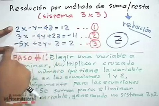 Ecuaciones simultáneas lineales 3x3: método de suma y resta