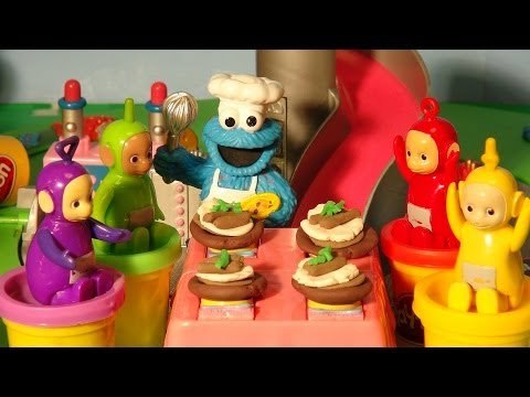 Play Doh Teletubbies and The Cookie Monster Chef , he makes them Bangers and Mashed Potatoes and Gre