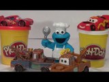 Play Doh Lightning McQueen with Mater, we make Mater with Play Doh with Cookie Monster Chef