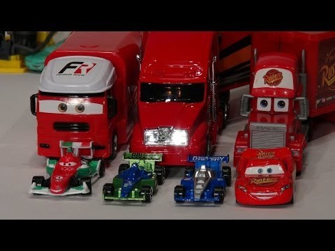 MotorMax Racing Team Hauler with Pixar Cars Lightning McQueen and Mack