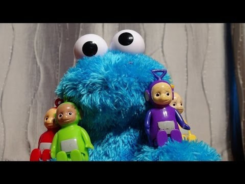 Cookie Monster Count' n Crunch , visits the Teletubbies, and eats all the Tubby Custard