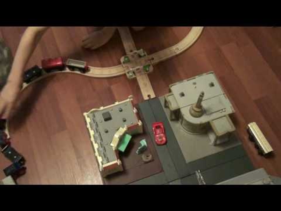 Ligntning McQueen almost hit by train ( Spencer from Thomas the train set )