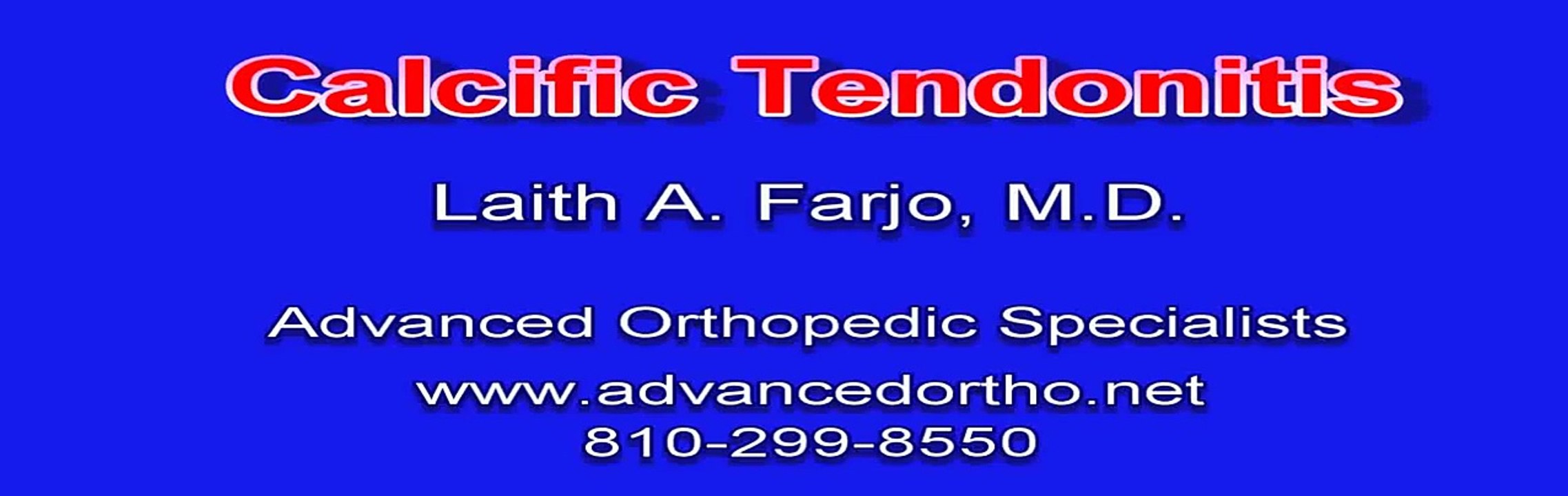 Calcific Tendonitis - Shoulder - Arthroscopic Surgery, by Laith Farjo, MD